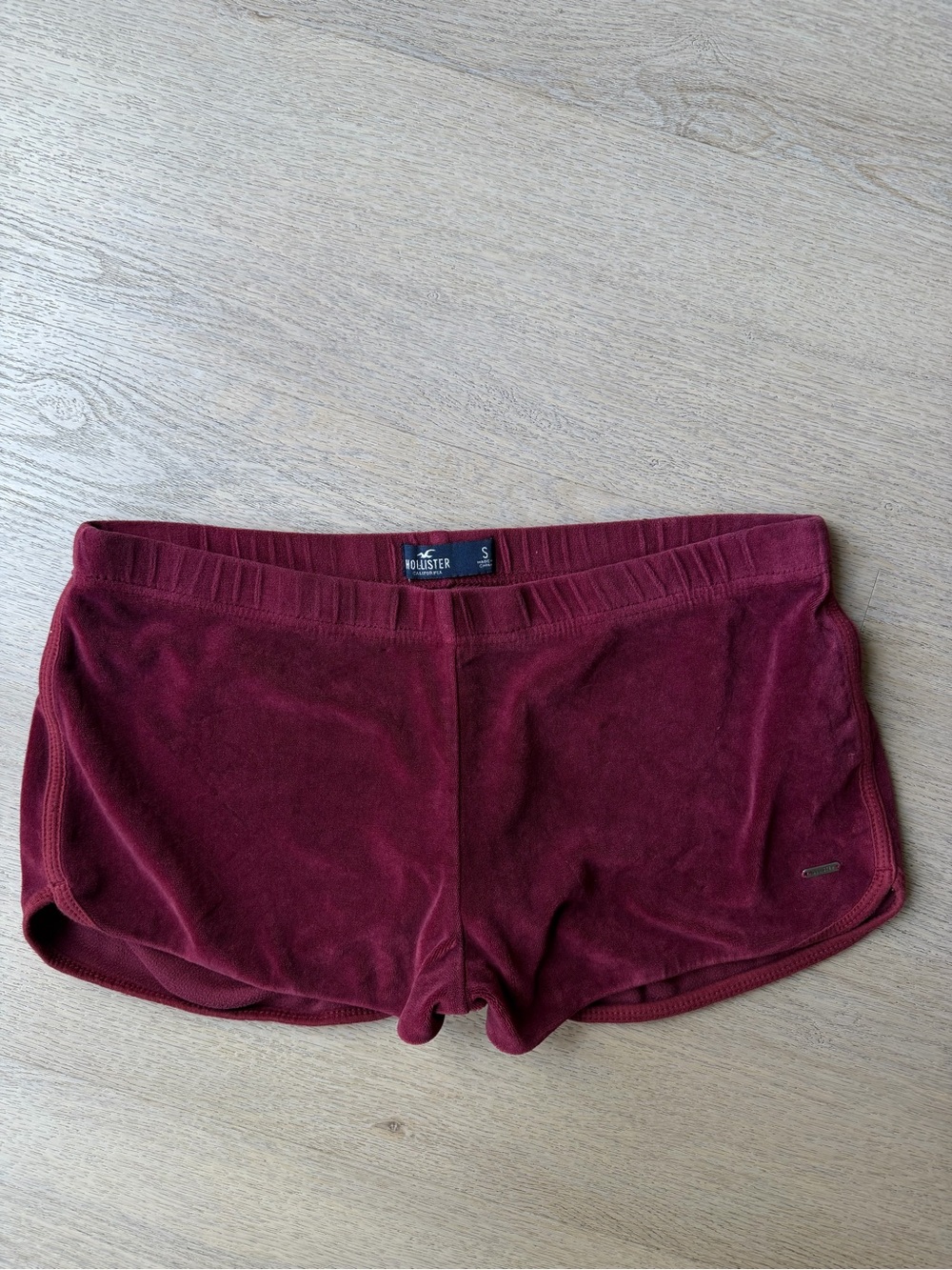 Hollister Women's Maroon Velour Micro Shorts
